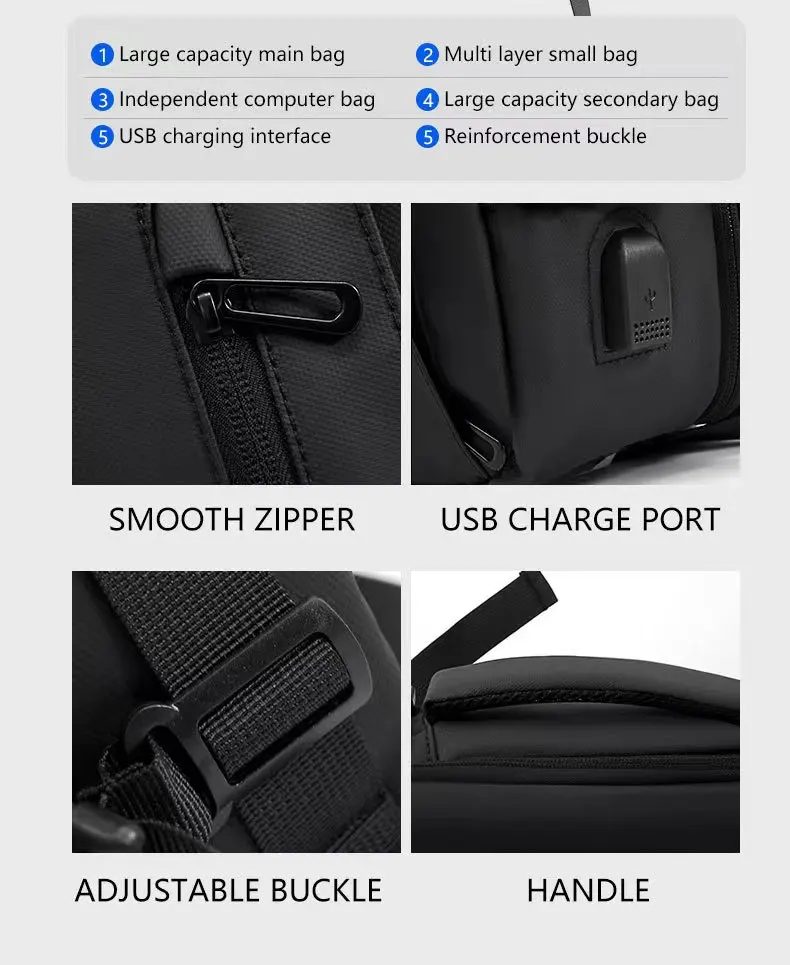 EleJrny Men Business Capacity 17.3Laptop Backpack Large Capacity Expandable Backpack Waterproof USB Travel backpacks men camping