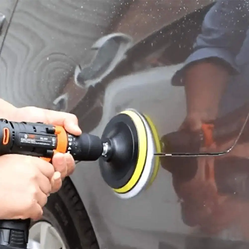 Car Polishing Pad Polish Pad Sponge Set Wool Polishing Pad Wheel Disc Head Kit 3/4/5 Inch Car Polishing Pad for Car Polisher Drill Adapter Car Waxing