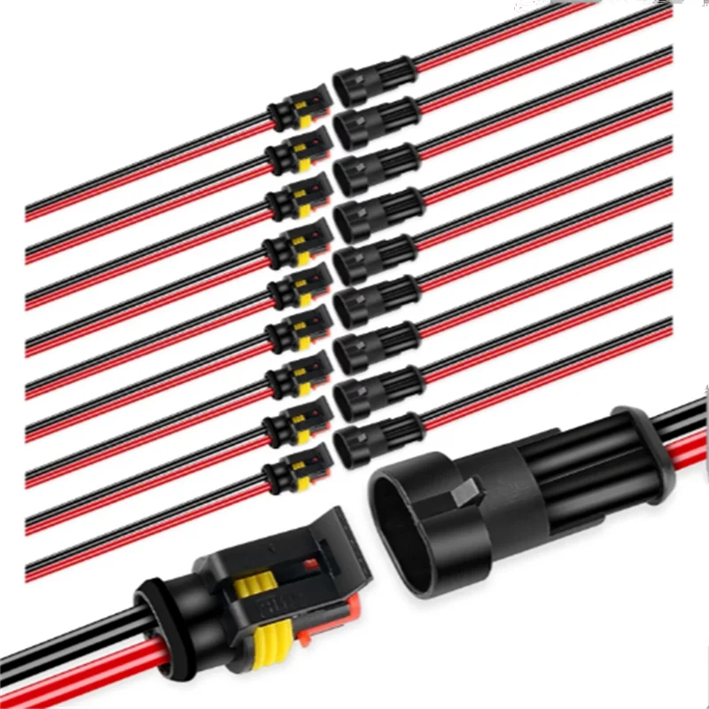ขั้วต่อกันน้ำ 1/2/3/4 พิน, ขั้วต่อไฟฟ้าแบบเร็ว, 10 ชิ้น/5 ชุด, พร้อมสายไฟ, เหมาะสำหรับรถยนต์, เรือ, ฯลฯ 1