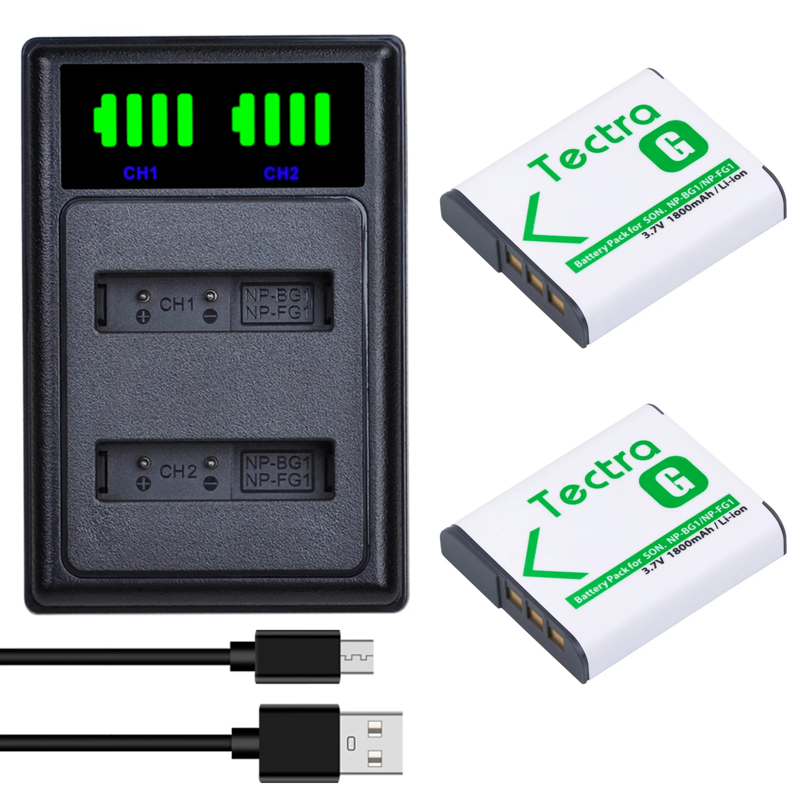 Batteria Per Fotocamera 1800Mah Np-Bg1 Np-Fg1 E Doppio Caricatore Led Per Sony Cyber-Shot Dsc-H3 Dsc-H7 Dsc-H9 Dsc-H10 Dsc-H20 Dsc-H50 Dsc-W290