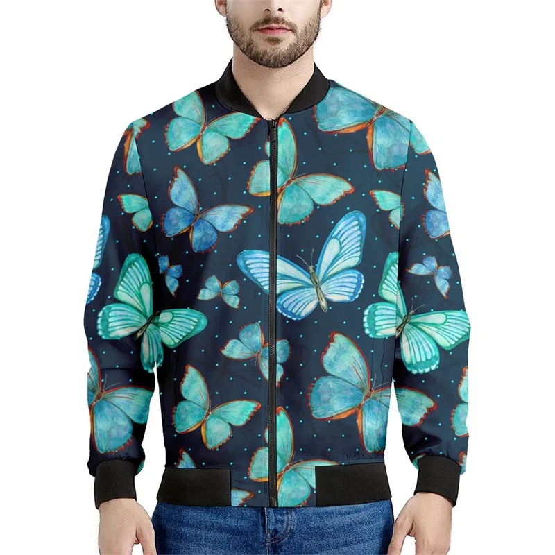 thumbnail image 1 of Chaquetas con estampado 3D de mariposas e insectos de colores para hombre, ropa holgada, sudadera informal, chaqueta bomber con cremallera, ropa de calle, abrigo, 1 of 5