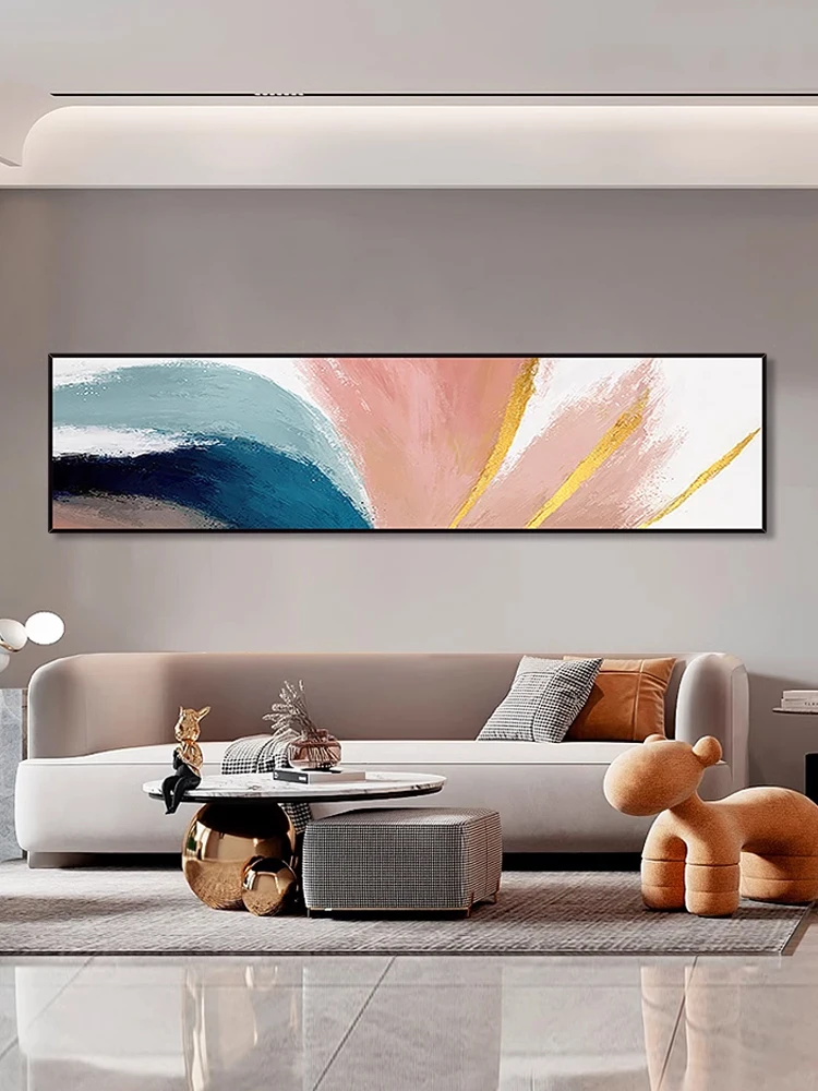 

Handmade Painting Modern Abstract Color Decorative Bedroom Bedside Feather Horizontal Mural