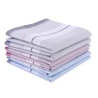 3Pcs 40x40cm 100% Cotton Business Classic Striped Plaid Men Pocket Square Scarf Handkerchief Wedding Party Gift 1
