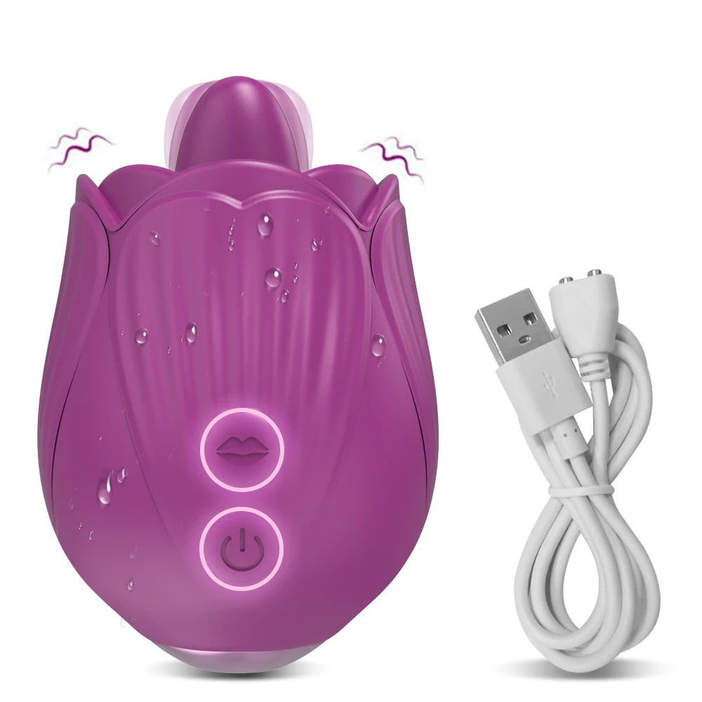 Rose Clit Vibrators for Women with Tongue Licking Vibrator Female Clitoris Stimulator Massager Sexy Toys Good_voghion.com