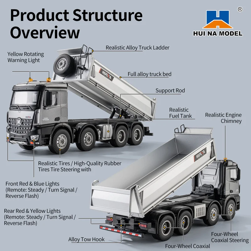 Alloy Remote Control Dump Truck Mixer RC Toy Model