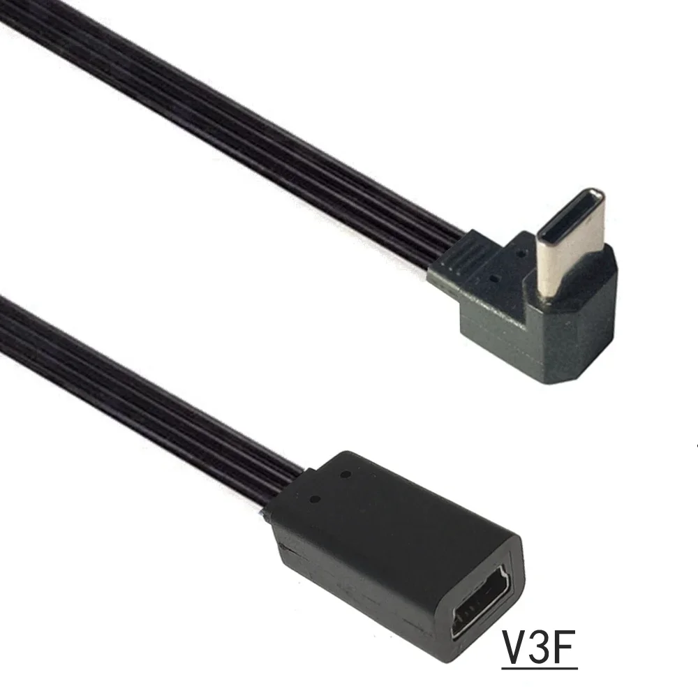 

Rectangular USB-C charging data cable USB 3.1 C-connector to mini USB (mini b) socket converter cable 0.1 m 0.2 m