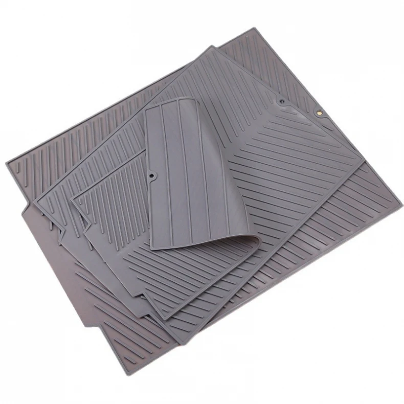 Food Grade Silicone Water Filter Pad Dish Fruit Vegetable Drain Drying Mat Non-slip Tableware Mat Heat-Resistant Kitchen Tool