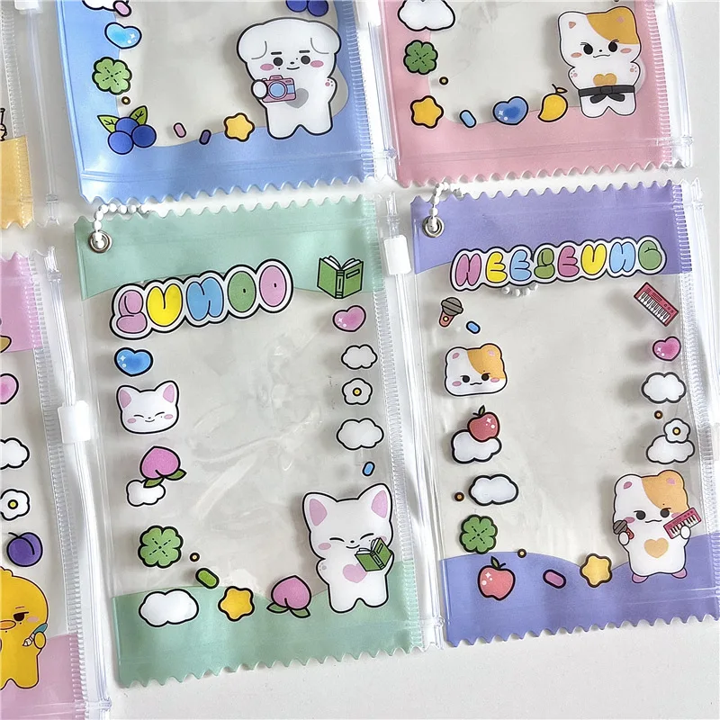 1 Pcs Kpop Photocard Holder Keychain Cardholder Plastic Cover Kawaii Korean Key Chain Card Covers 5