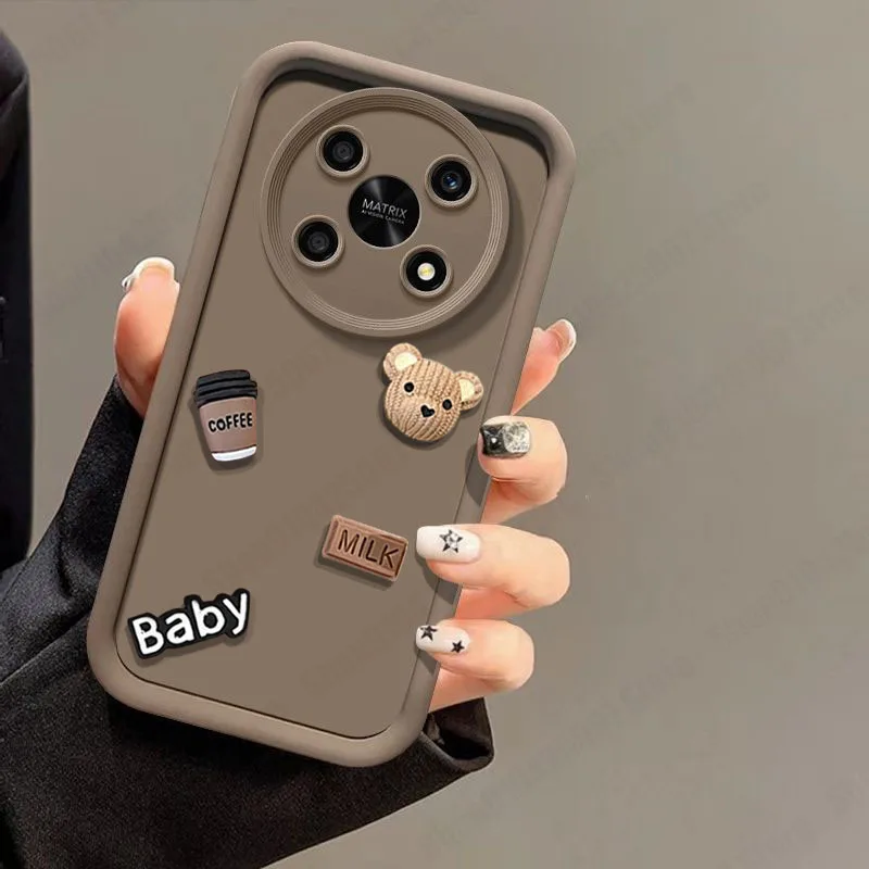 Cute 3D Bear Liquid Silicone Full Coverage Matte Soft Phone Case