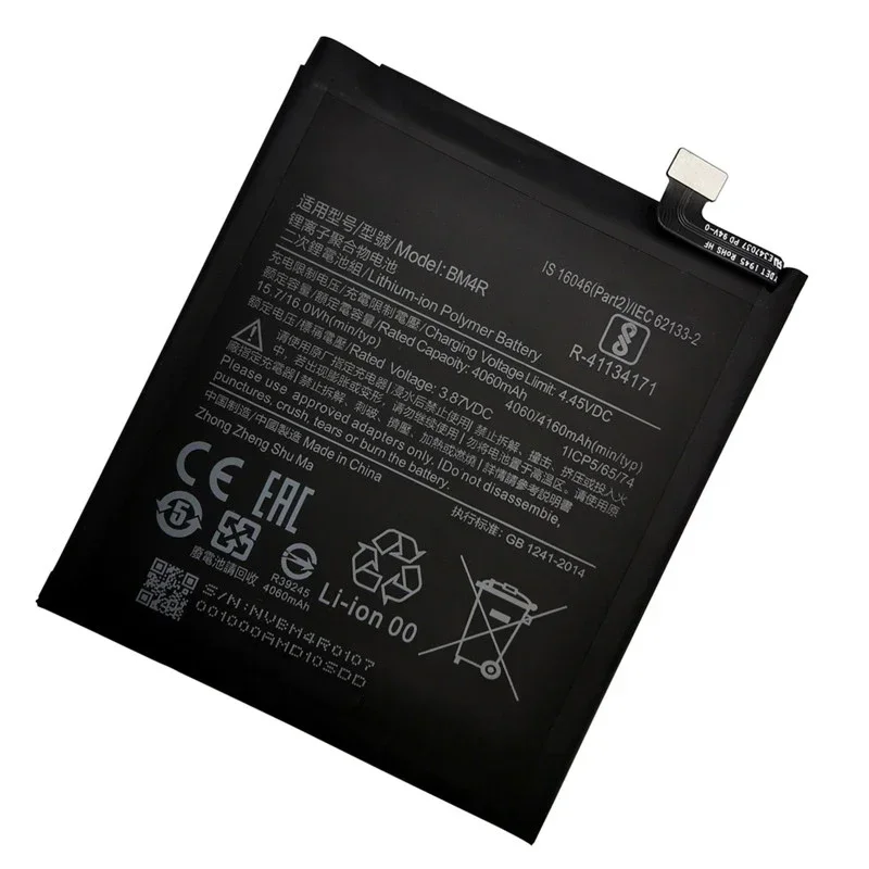 2024 Years Original BM4R Battery For Xiaomi Mi 10 Lite 5G BM4R Genuine Replacement Phone Battery 4160mAh With Free Tools