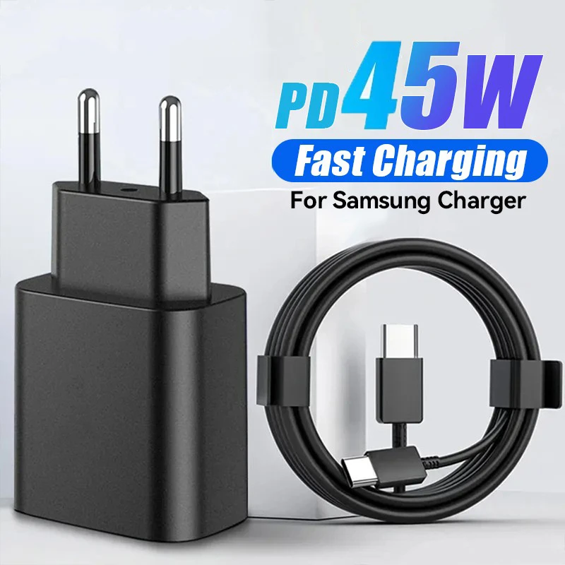 USB C Charger 45W Fast Charging For Samsung S23 S24 PD Quick Charge For Galaxy Plus USB Type C Cable Mobile Phone Wall Charger