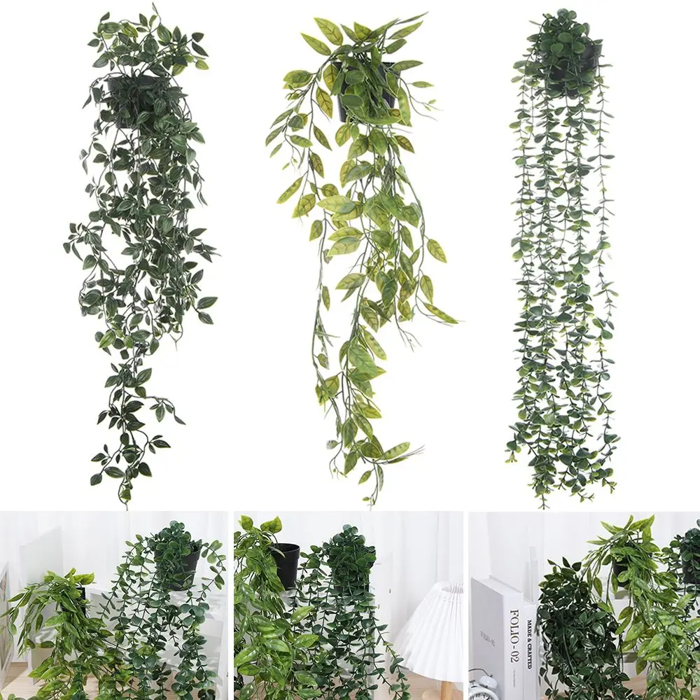 Artificial Hanging Plants with Pot Fake Plants Hanging Vines Shelf Plants Artificial Decor Potted Plants Outdoor Office Decor