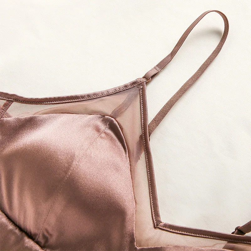 Women Underwear Not Trace Triangle Thin Shoulder Strap Mulberry Silk Removable Bra Pad Bralette Ventilation Intimate Brassiere