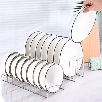 Stainless Steel Dish Draining Rack Multipurpose Silver Plates Storage Rack Space Saving Bowls Plates Drainer Holder Kitchen