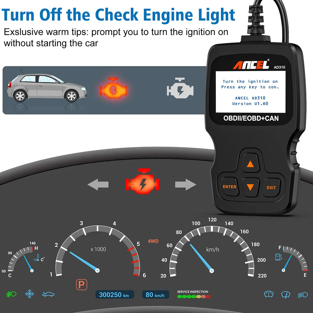 portable car battery charger Ancel AD310 Car Full OBD2 Diagnostic Tools OBD 2 Automotive Professional Code Reader Scanner Check Engine Auto OBD ll Scanner car inspection equipment