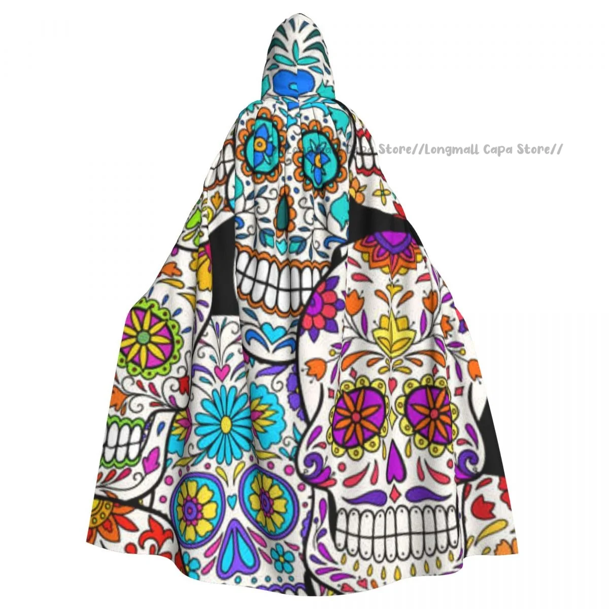 

Witch Cloak Day Of Dead Mexican Pattern Halloween Cosplay Costume Unisex Adult Cloak Retro Ages Cape