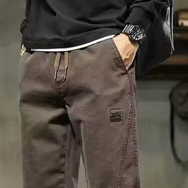 Autumn Winter KPOP Fashion Style Harajuku Slim Fit Cargo Pants Loose Sport All Match Thick Casual Pants Solid Pockets Leggings