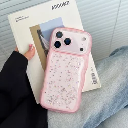 Ultra Slim Bling Star Glitter Wave Border Candy Color Shockproof Case - iPhone 15 (Pink)