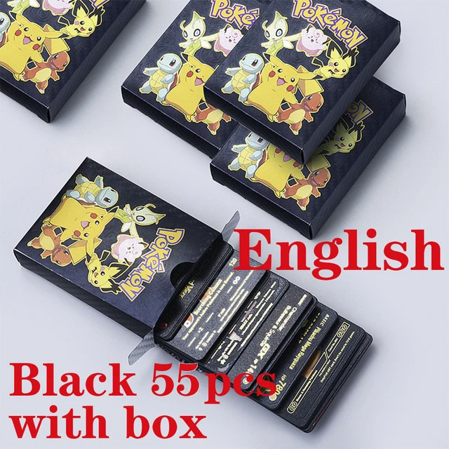 11-110PCS Pokemon Gold Pikachu Cards Box Spanish/English/French