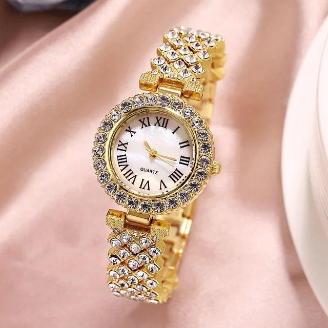 Exquisite Luxury Diamond Gold Watch For Women Bracelet Watches Steel Belt Quartz Ladies Wristwatch Fashion Women's Watches Clock Gold