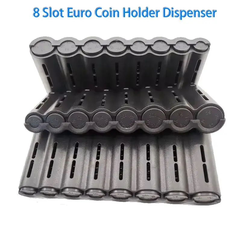 Creative Portable 8 Slot Euro Coin Storage Dispenser Euro Coin Holder Collector For Home Waiter Driver Coins Safe Piggy Bank piggy bank,coin bank,coin holder,coin saver
