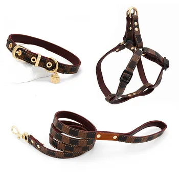 Printed Leather Harness & Leash Set for French Bulldogs - Adjustable 5