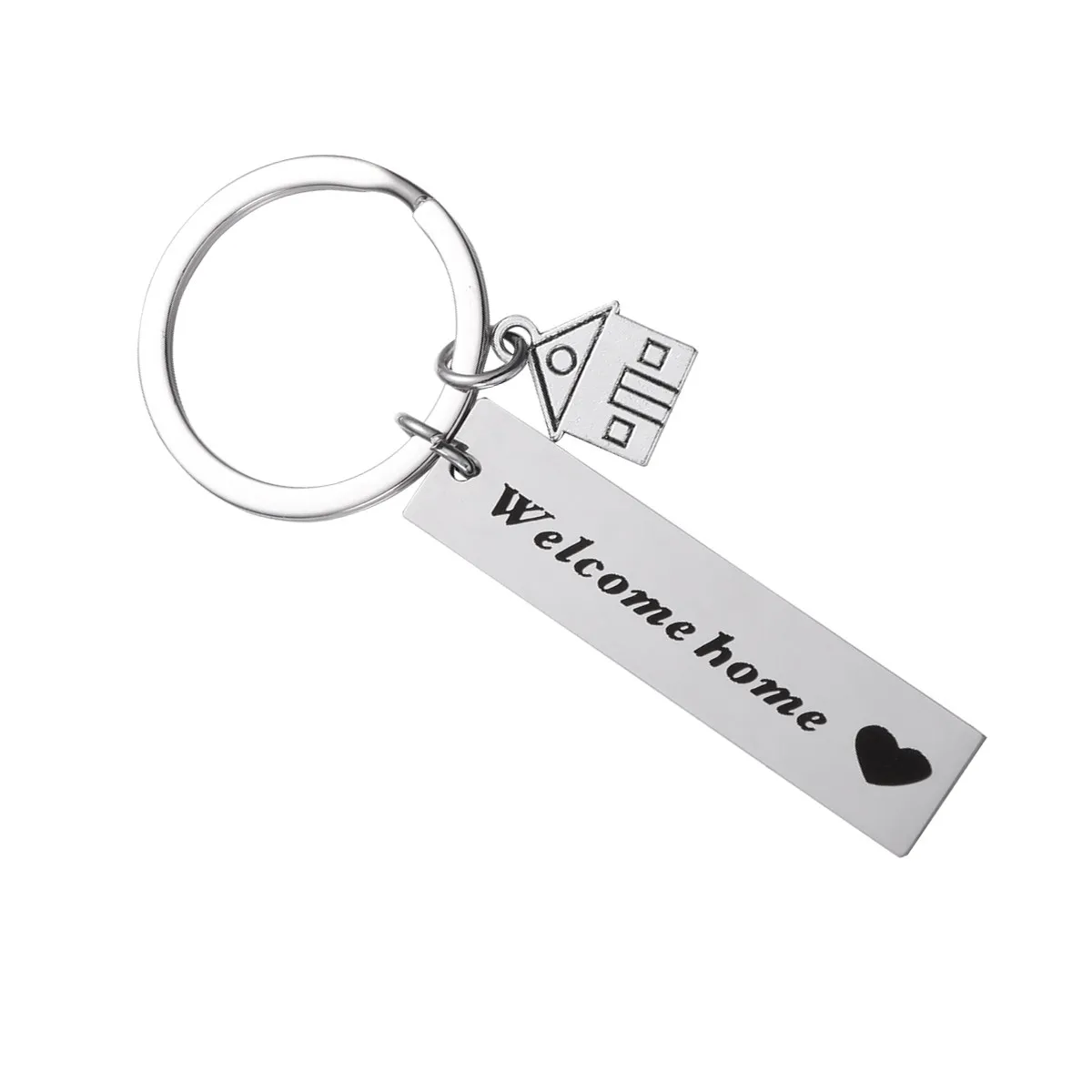 2Pcs Silver Welcome Home Style Keychains Premium Metal Key Holders for ...