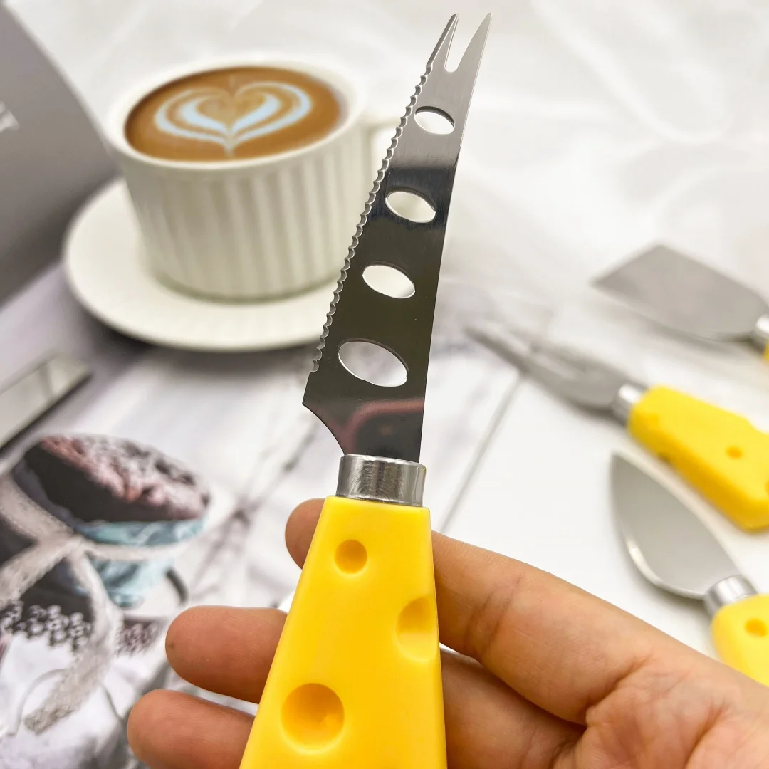 4pcs/6pcs Cheese Knife Set Stainless Steel Plastic Handle Mini Cute Knife and Fork Suitable for Parties Christmas