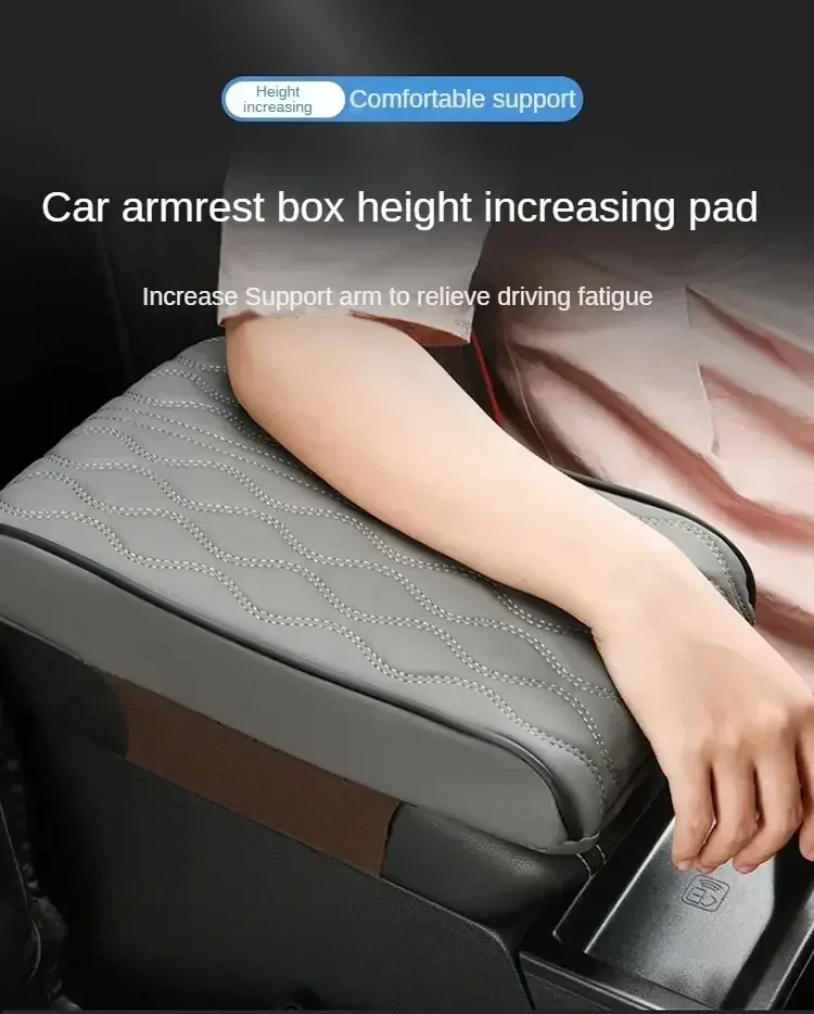 PU-Leder Auto-Armlehnenauflage Mehrfarbige Mittelkonsolen-Abdeckung mit Wellenmuster Bestickte Auto-Sitzbox-Schutzkissen Handstützen – Detail 1