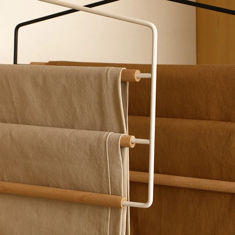 3 Tiers Wooden Pants Hangers Space Saving Multi-Layer Trouser Racks Multi-functional Iron Clothes Hanger for Scarf Tie Towel Clothes Hanger Pants Rack