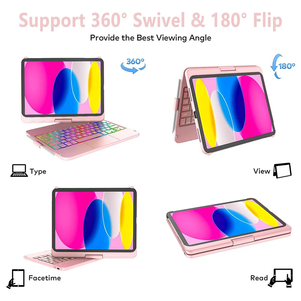 Girar Backlit Touchpad Teclado Case para Ipad 10th Pro 11 Air4 Air5 10.9 Ipad 10.2 ar 10.5 Pro 12.9 Swivel Ipad Teclado - Imagem 2