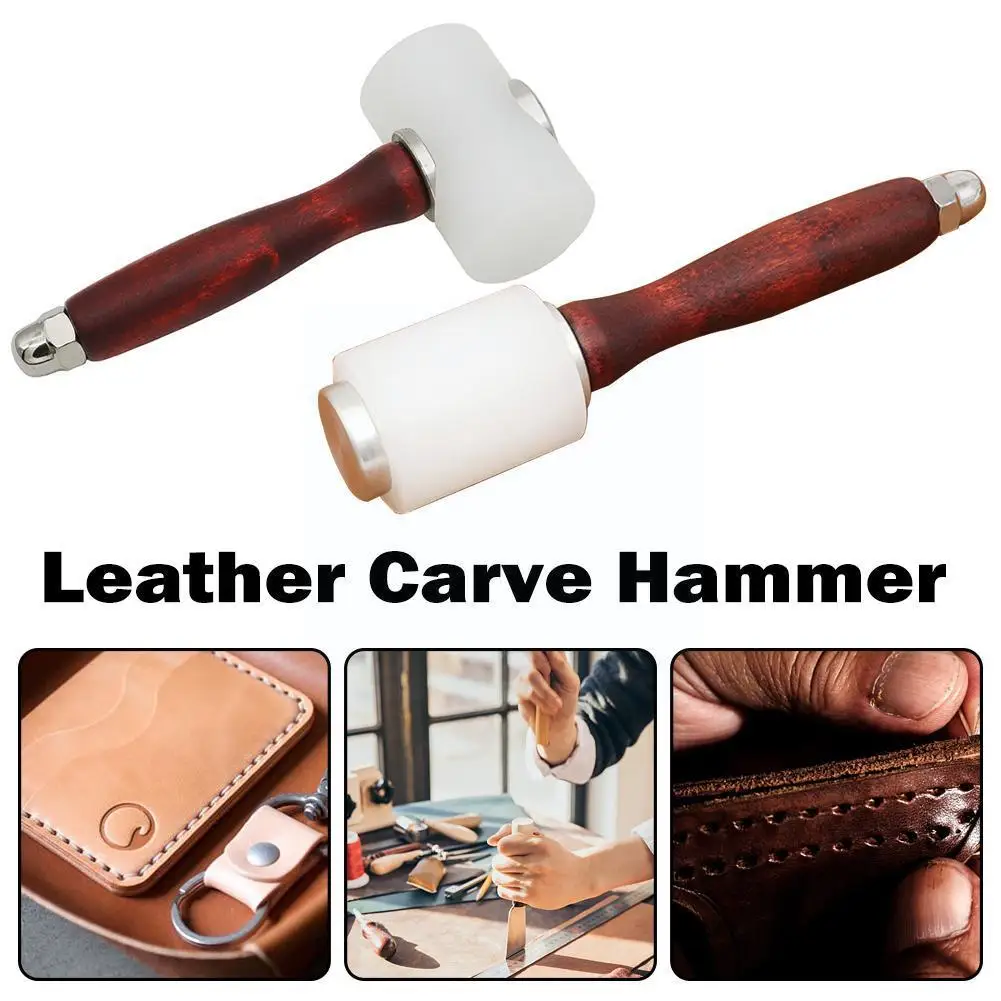 Professional Leather Carve Hammer Nylon Hammers Mallet Wood Handle For