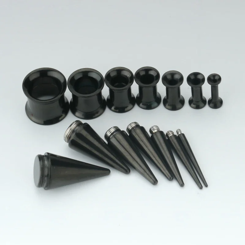 ANAZOZ Piercing Tunnel Écarteur Oreille 1.6mm Acier Inoxydable Bouchon Noir, Piercings Oreilles Lobe 14G 2PCS Unisexe Fantaisie