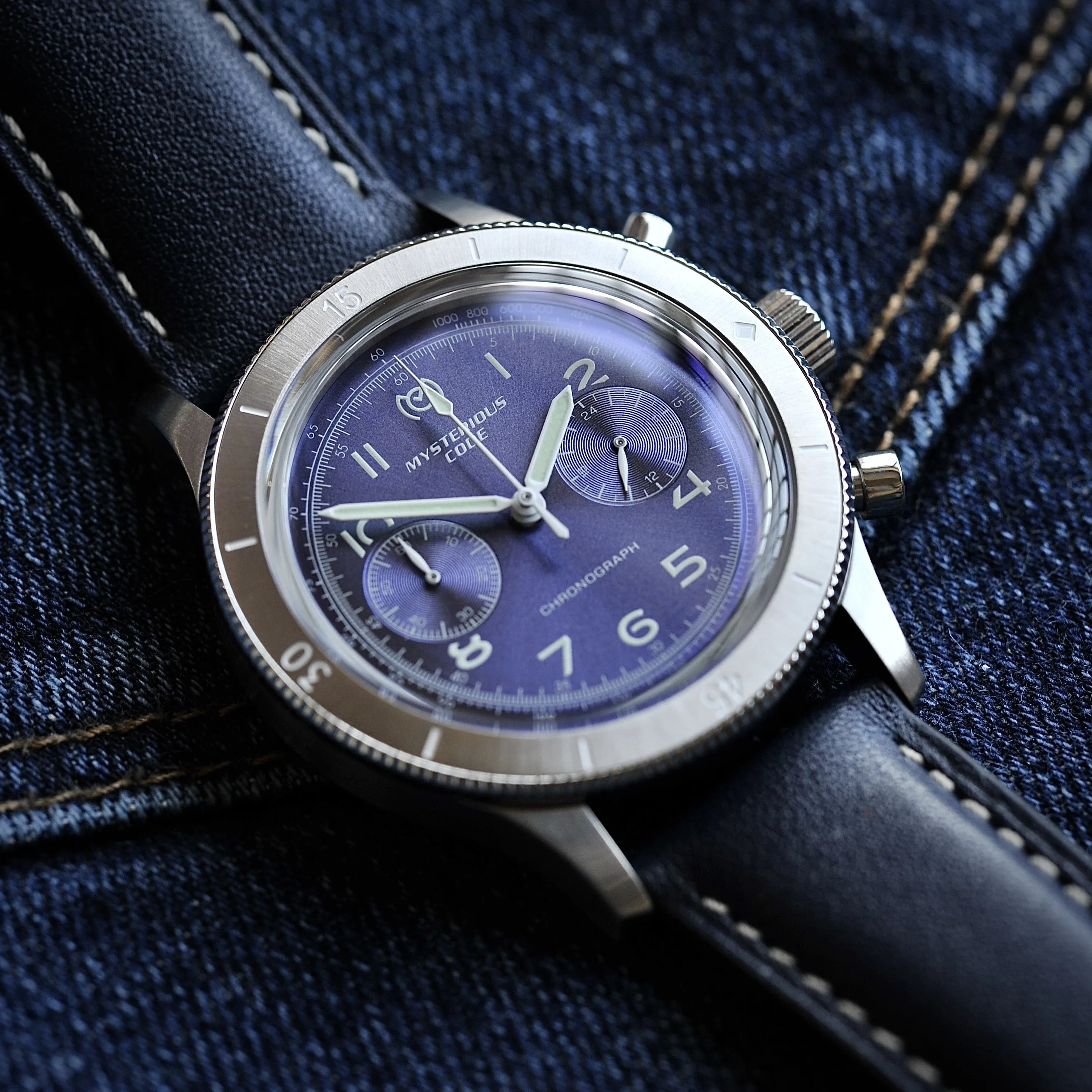 

Vintage Japanese vk64 quartz watch copper needle reinforced pot cover glass leather strap waterproof 50m