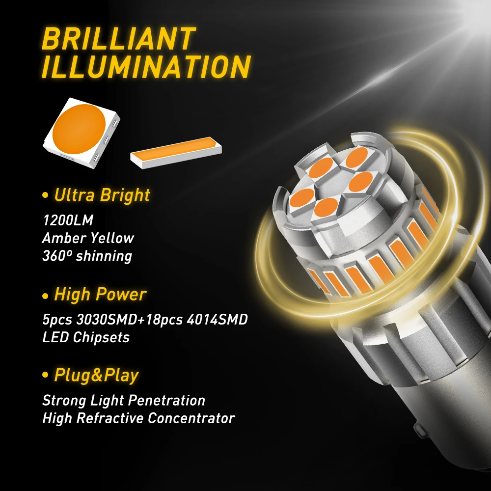 AUXITO 2Pcs ڵ LED  1156 BA15S LED    12V P21W 7506 LED  DRL ڵ  극ũ  ĸ  ȣ 
