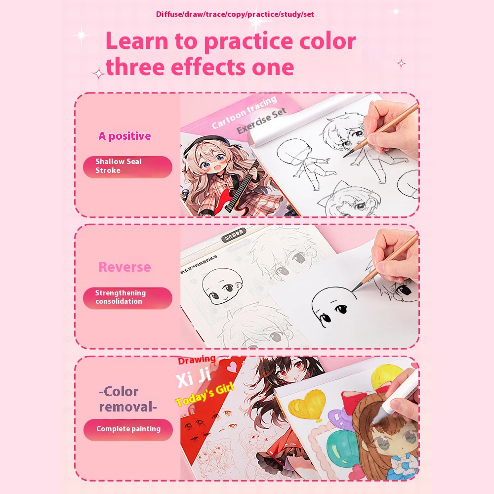 3/12Pcs Anime Sketchbook for Students Copy Practice Line Draft Adult Coloring Book 72 Pages Art Comic Manga Drawing Sketch Book 4