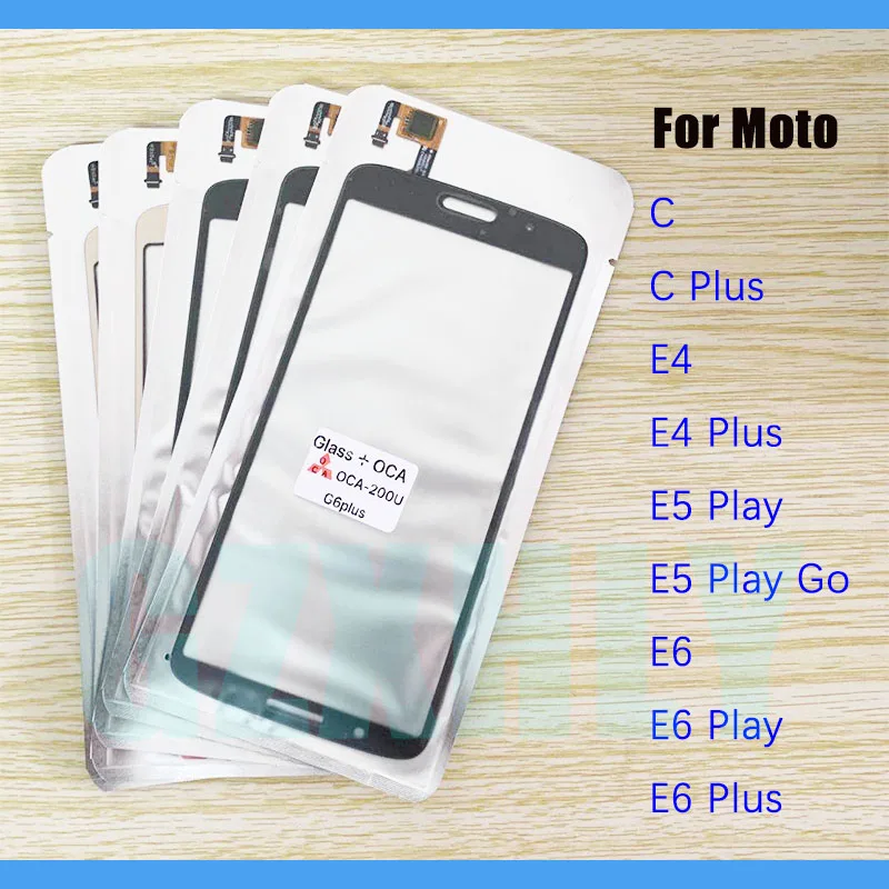 

10Pcs/lot Front Touch Screen Glass + OCA LCD Outer Lens For Motorola Moto E6 E5 E4 Plus Play Go C Digitizer Outer Panel