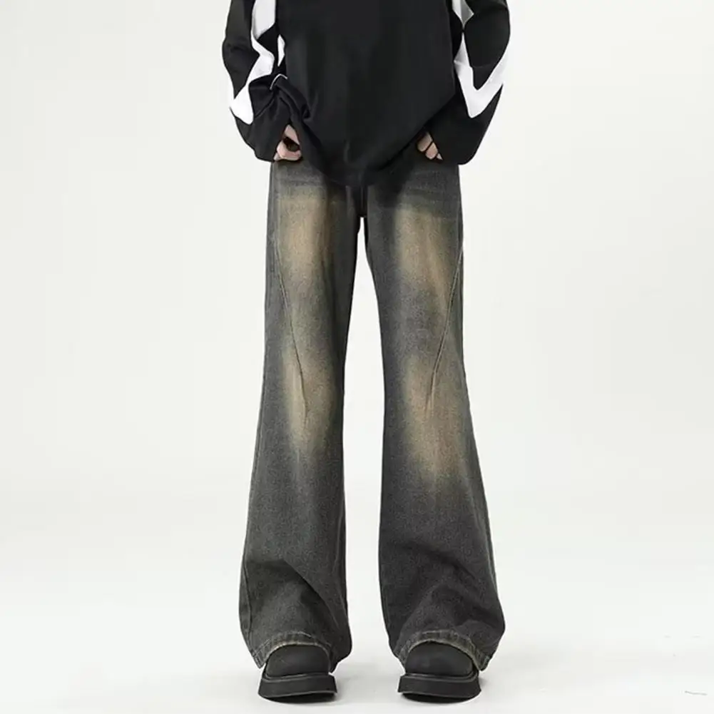 

Denim Men Jeans Retro Straight Leg Denim Pants Comfortable Flared Trousers for Men Men Straight Leg Jeans