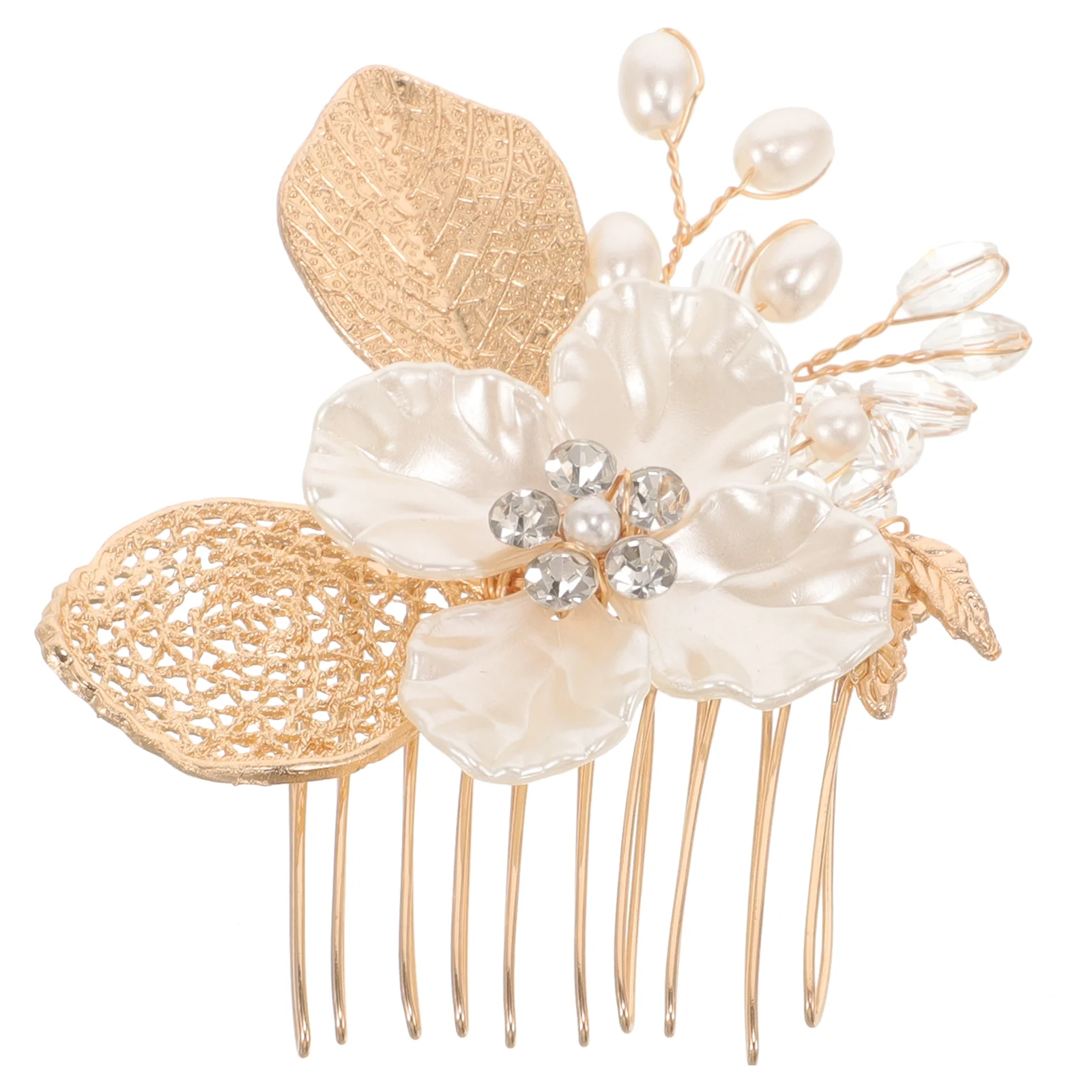 

Hair Side Comb Bride Headpiece Flower And Leaf Pattern Decorative Hair Comb Clip