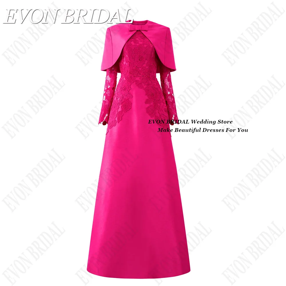 EVON BRIDAL Celebrity Red Carpet Dresses Lace Fuschia Long Formal Evening Gowns Women A-Line vestidos para eventos especiales womens dress
