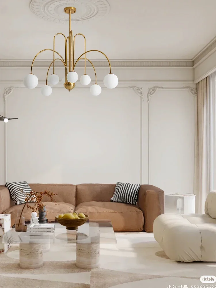 

French Entry Lux Living Room Chandelier Retro Magic Bean Lamp Glass Modern Nordic Antique Bedroom Chandelier