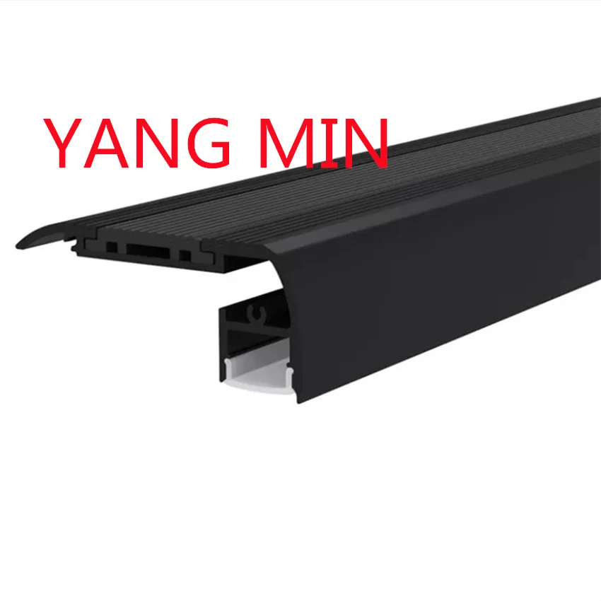 1m/pc silver and Black Led Stair Noising Stage Square Light For Outdoor Cinema Stair Down Light Strip Extrusion Aluminum Profile