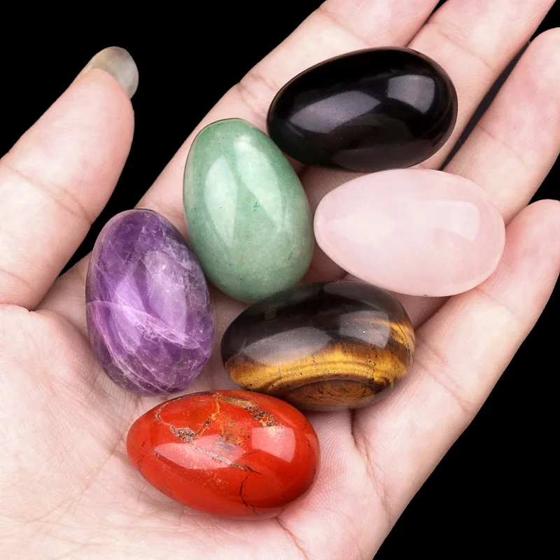 30mm Egg Crafts Natural Stone Crystal Ornament Amethyst Quartz Massage Gem Energy Mineral Specimen Jewelry DIY Home Decor Easter 2