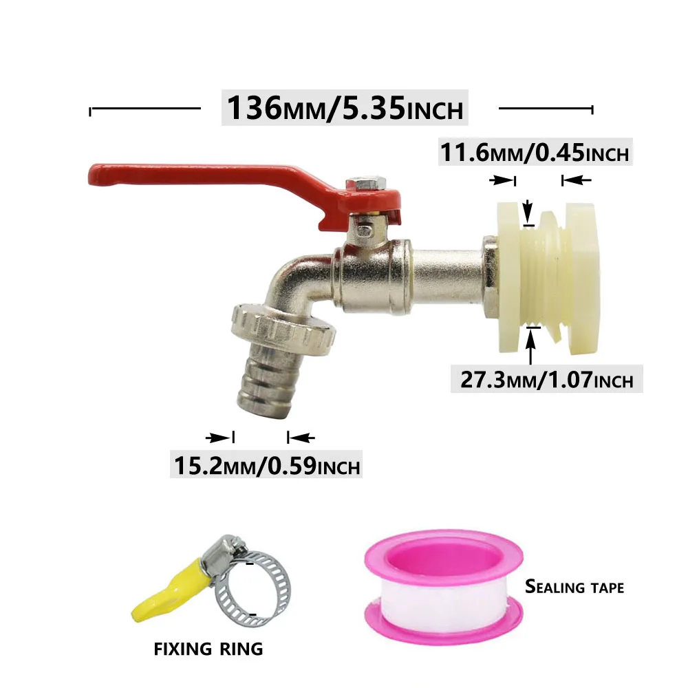 IBC タンクタップアダプターニップル S60X6 スレッド 15 ミリメートル