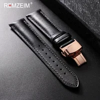 Bracelet de montre en cuir 18mm 20mm 22mm, bracelet de remplacement décontracté pour hommes et femmes avec fermoir papillon automatique 3