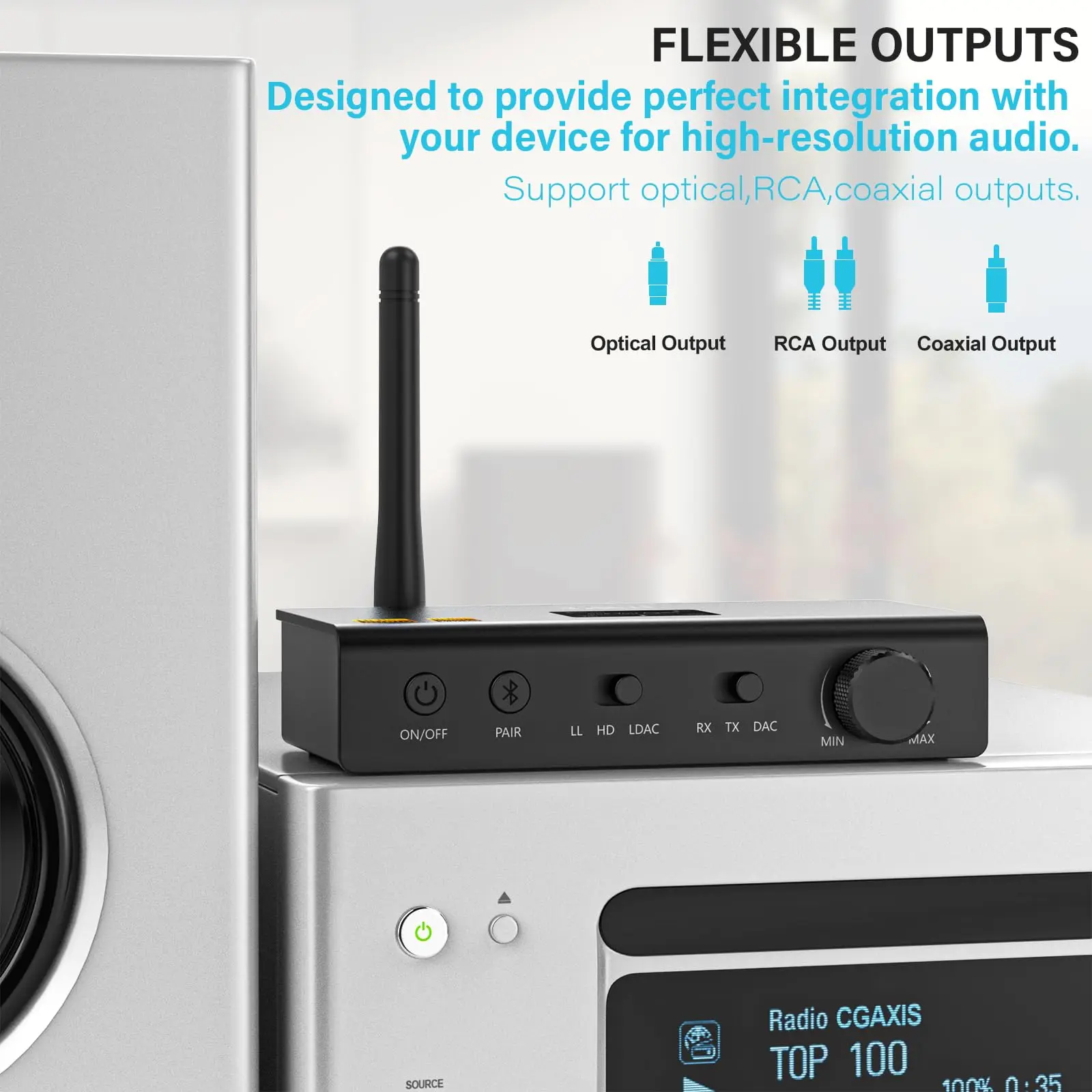 1mii-Bluetooth送信機,受信機,3-in-1,長距離Bluetoothアダプター,ldac