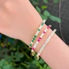 CWWZircons Classic Bling Round Cubic Zirconia Pave Gold Plated Green Tennis Bangle for Women Trendy Jewelry Accessories BG061 4