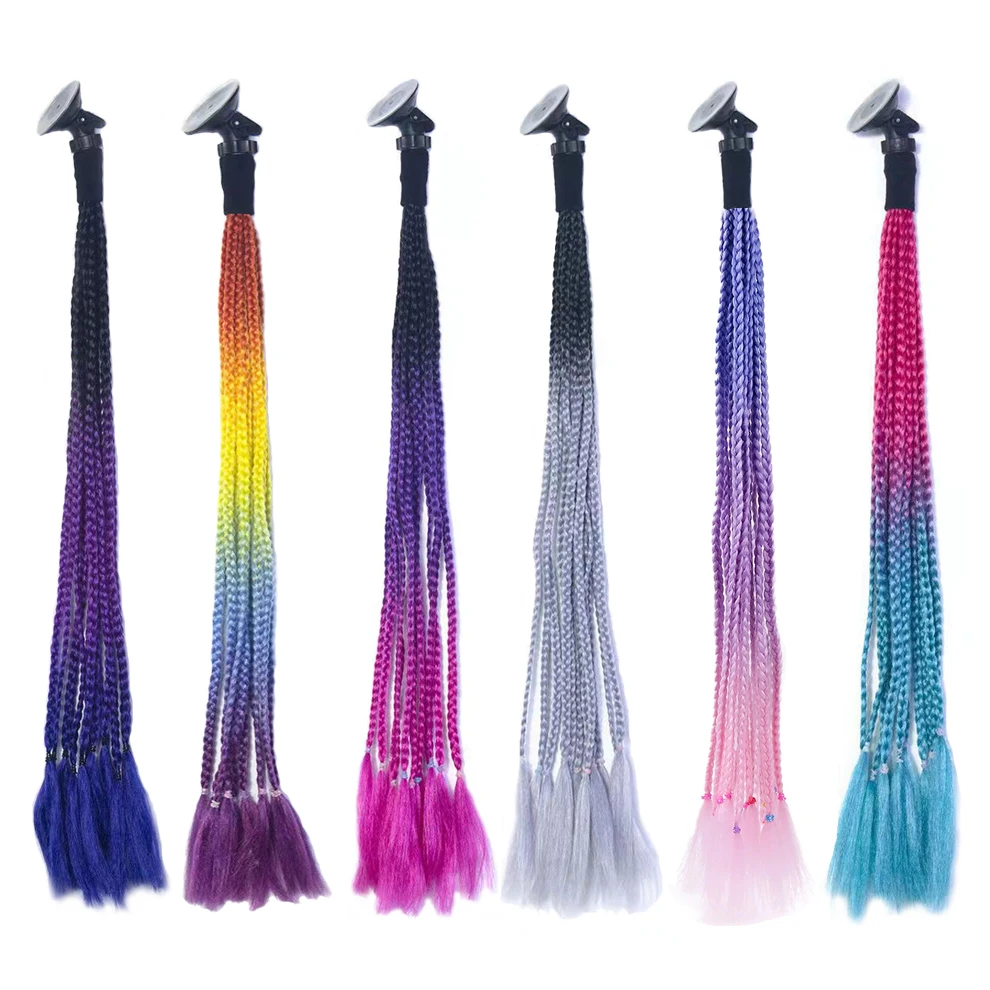 24Inch Synthetic Helmet Braids Pigtails Motorcycle Helmet  Ponytail Motorbike Riding Helmet Pigtails Braids For Women Men