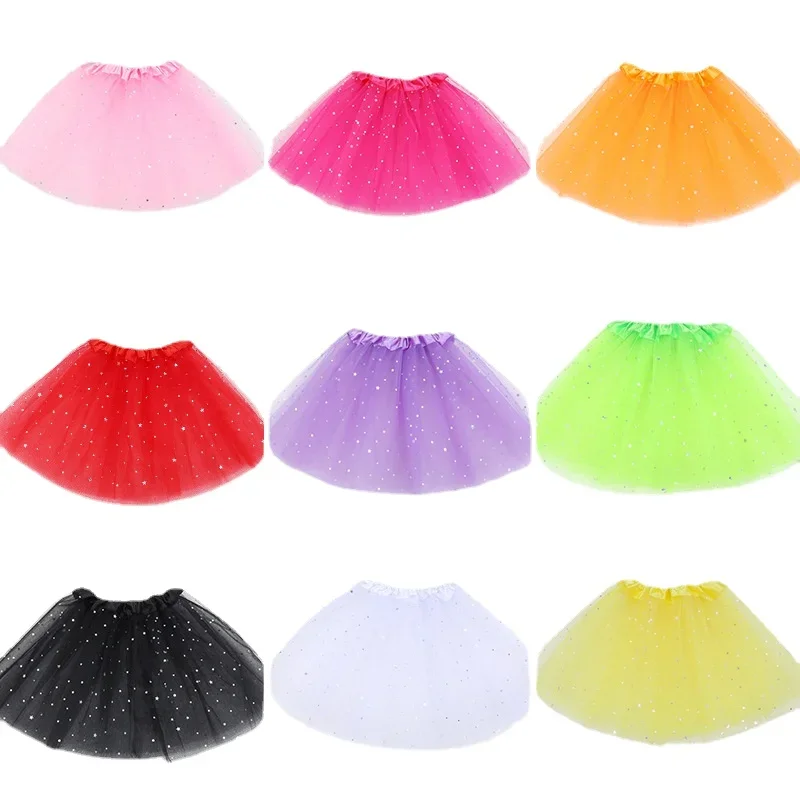 Girls Tulle Star Short Tutu skirt Kids Glitter Dance Skirts For Girl Sequin 3 Layers Tulle Toddler Pettiskirt Child Chiffon 2-8 children skirts