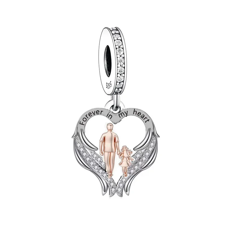 Fit Original Pan Charm Bracelet 925 Silver Rainbow Bridge Angel Wings Father Mother Cat Dog Bead For Making Memorial Berloque 4